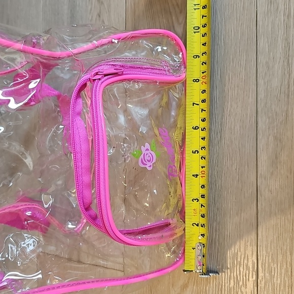 Barbie Clear Plastic Backpack With Pink Trim 10x14.5" - Picture 7 of 9
